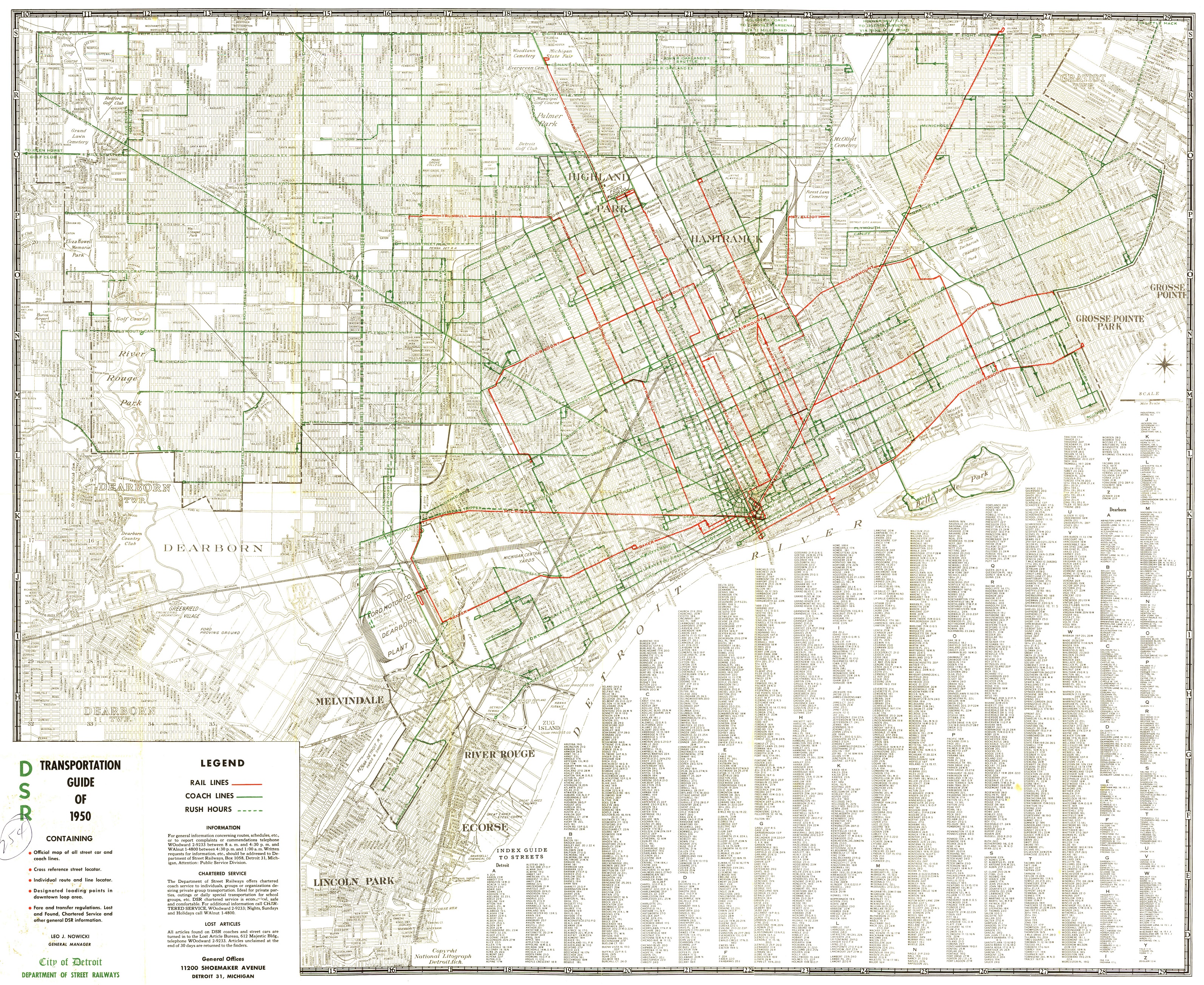 1950 Detroit Transit Map : Detroit